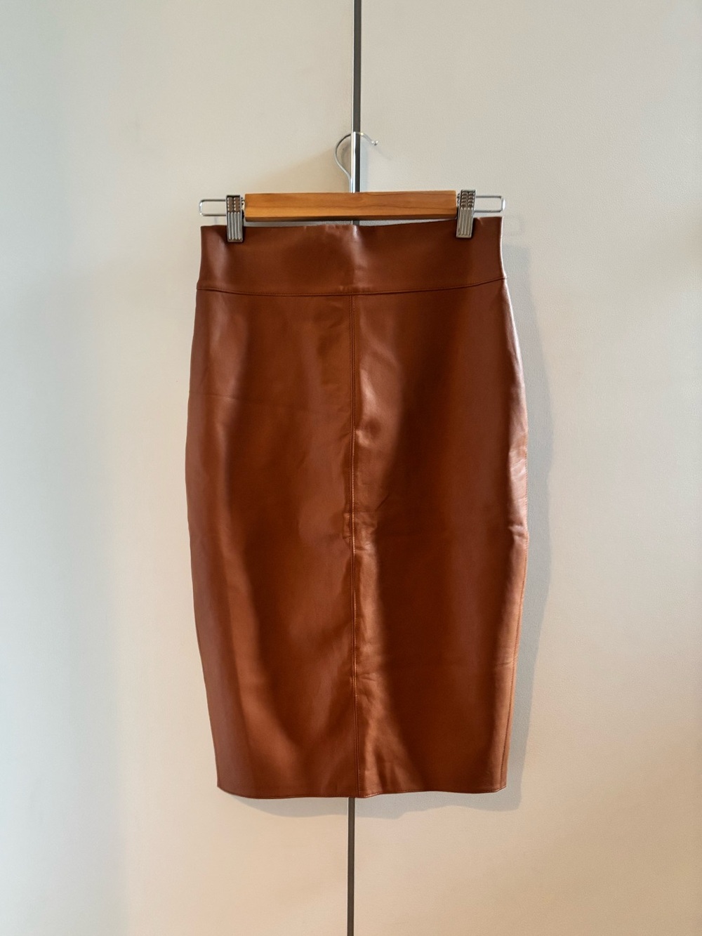 Brown Leather Pencil Skirt - Women